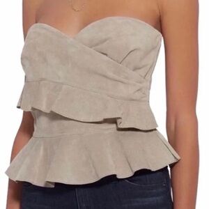 INTERMIX | Tops | Intermix Nora
Suede Top Leather Ruffled Top